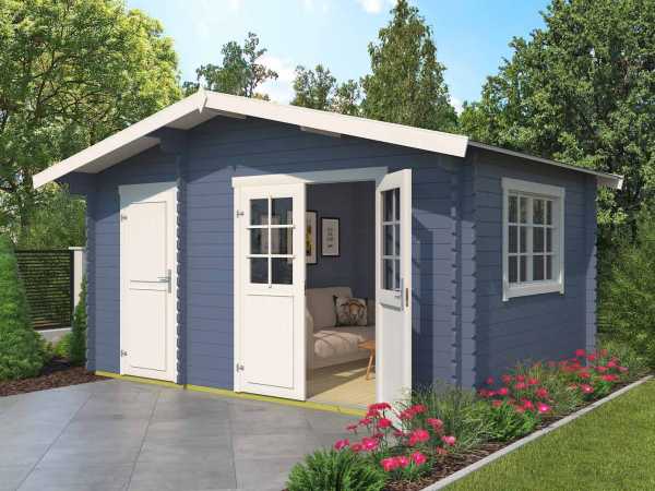 Gartenhaus Blockbohlenhaus Keila 34 34 mm taubenblau