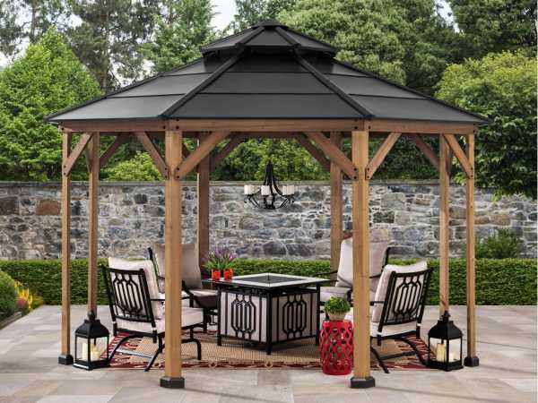 Zedernholz-Gazebo EGGI – 395 cm x 395 cm