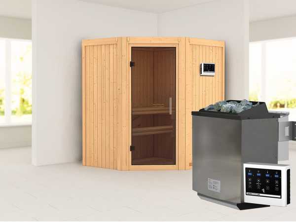 Sauna Systemsauna Taurin, inkl. 9 kW Bio-Ofen mit externer Steuerung