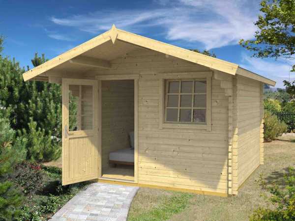 Gartenhaus Blockbohlenhaus Gotland 1 B 40 mm taubenblau