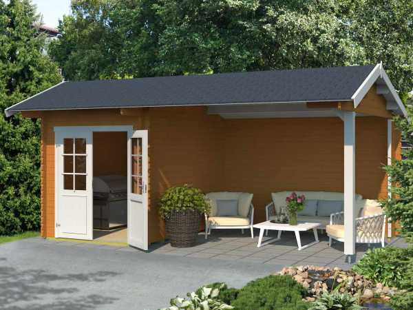 Gartenhaus Blockbohlenhaus Kenzo 34 mm eiche