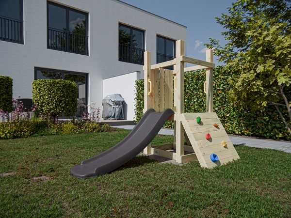 Spielturm Junior One KDI inkl. Rutsche grau