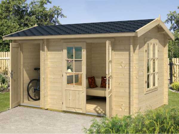 Gartenhaus Blockbohlenhaus "Wrexham 1" 44 mm naturbelassen