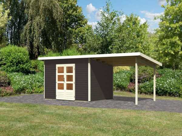 Gartenhaus SET Northeim 4 - Terragrau, inkl. 3,3 m Anbaudach
