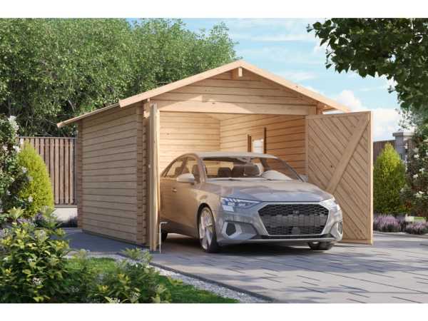 Garage Blockhausgarage 28 mm natur