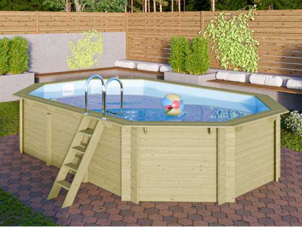 Holzpool Modell 4 38 mm KDI SPARSET inkl. Filteranlage und Technikbox