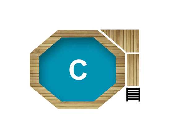 Pool Holzpool Modell 2 Variante C kdi mit 2-teiliger Sonnenterrasse