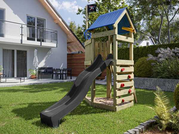 Spielturm Pirat Captain Jolly KDI inkl. Rutsche grau