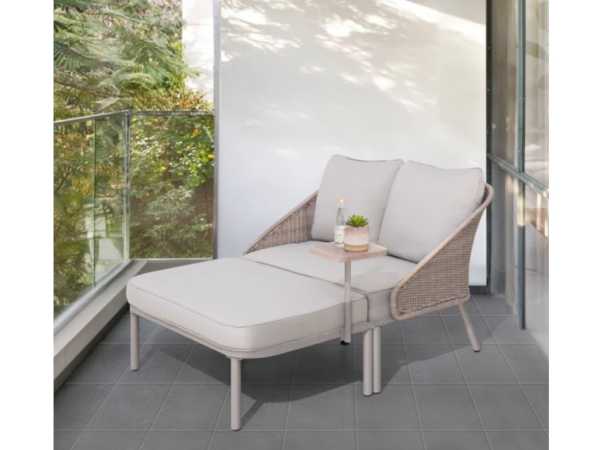 Stahl/Rattan-Gartentagesbett PORTO – 142 x 128 cm