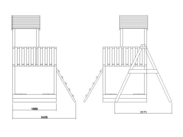 Spielturm Tilly Classic mit Doppelschaukel KDI inkl. Rutsche blau + Sitze blau