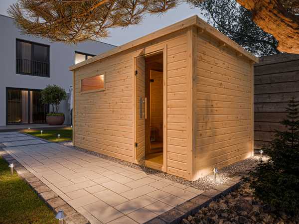 Gartensauna Lene 6 naturbelassen SPARSET 9kW Ofen und ext. Strg