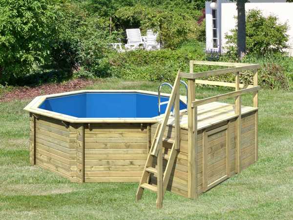 Pool Holzpool Modell 1 Variante C kdi mit 2-teiliger Sonnenterrasse