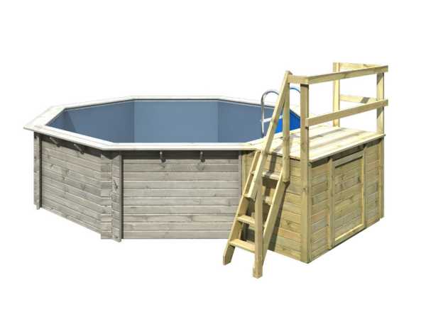 Abbildung zeigt Pool Terrasse 2 inkl. Holzleiter (diese wird nur geliefert mit dem Kauf eines Holz Pools)