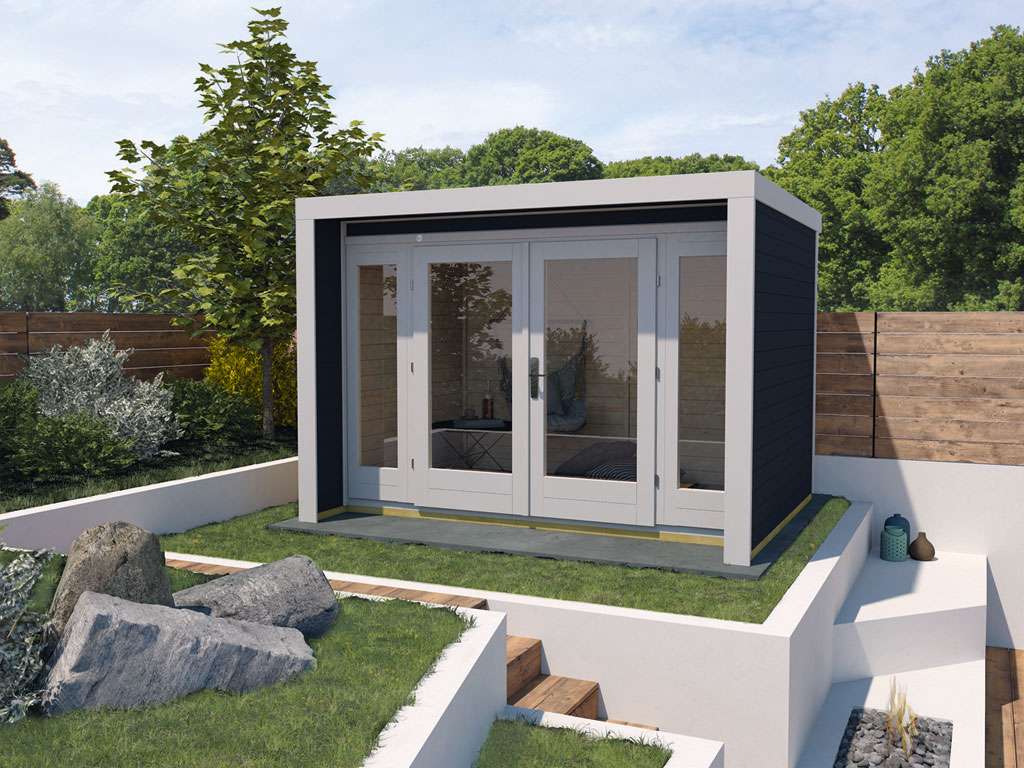 Gartenhaus Designhaus 263 Gr. 2 28 mm anthrazit lasiert Moderne