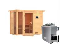 Vorschau: Sauna Massivholzsauna Amara mit Dachkranz inkl. 9 kW Saunaofen ext. Steuerung Vorschau: Sauna Massivholzsauna Amara mit Dachkranz inkl. 9 kW Saunaofen ext. Steuerung