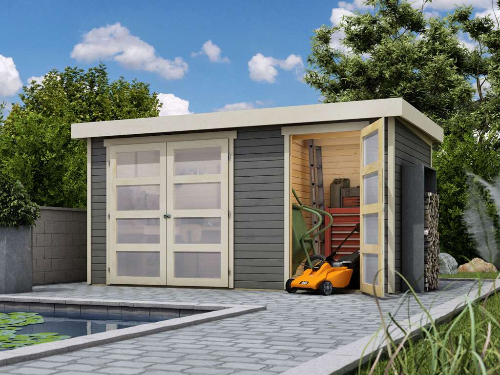 Gartenhaus Zweiraumhaus Mühlentrup 19 mm terragrau 2Raum