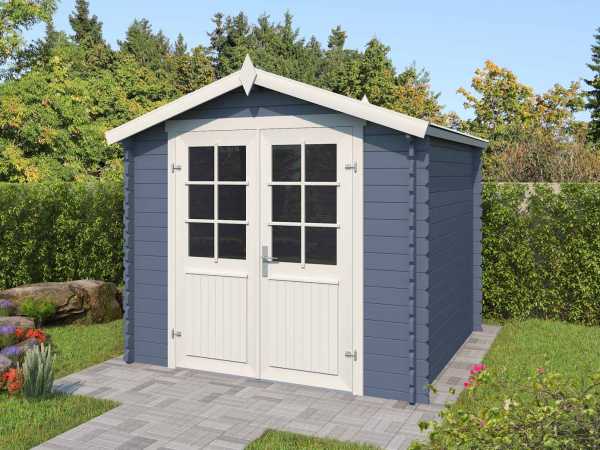 Gartenhaus Blockbohlenhaus Morava A 28 mm taubenblau