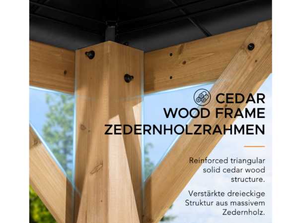Zedernholz-Gazebo ERNIR – 393 cm x 452 cm