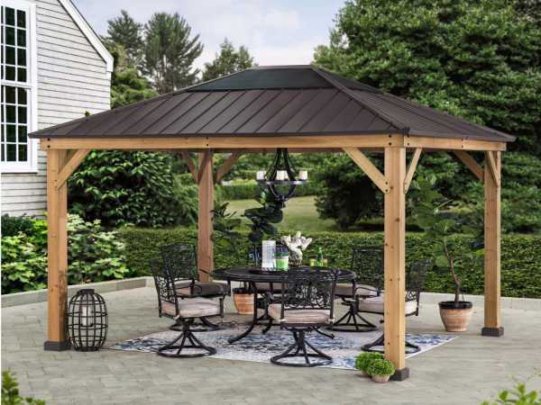 Zedernholz-Gazebo BRURI – 336 cm x 394 cm