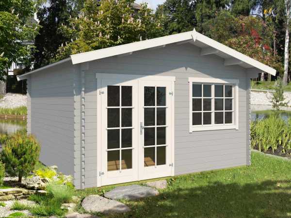 Gartenhaus Blockbohlenhaus Montana 2 40 mm lichtgrau