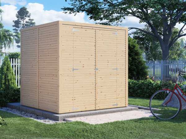 Bikebox Gerätehaus Fiete 3 Rhombusprofil 18 mm natur