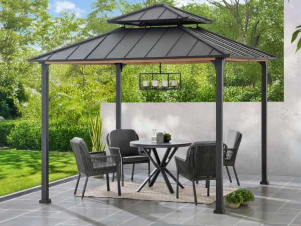Stahl-Gazebo Pasu – 300 cm x 300 cm