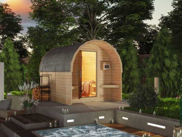 Sauna Fasssauna 3 mit 9kW Bio-Kombiofen und ext. Steuerung