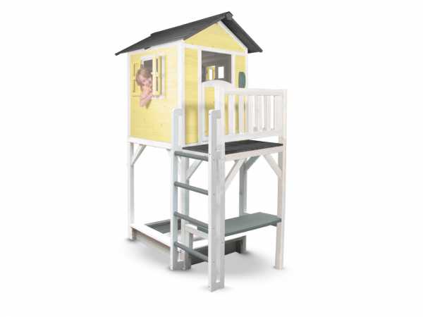 Kinderspielhaus "Lodge XXL PLUS" gelb/weiß, Massivholz