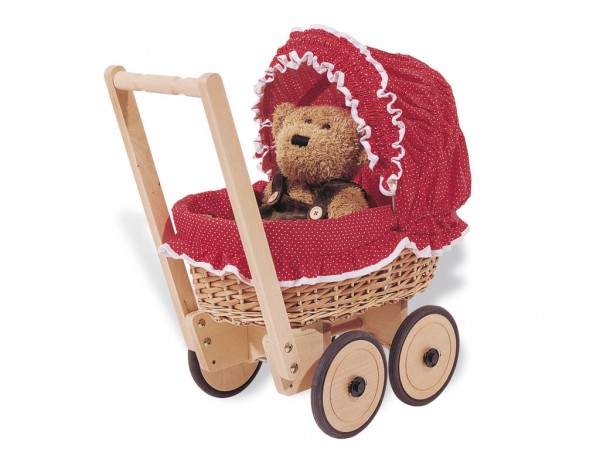Korbpuppenwagen "Mona" Buche, klar lackiert