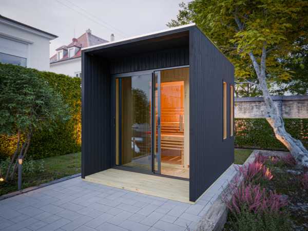 Gartensauna Eudora 1 schwarz SPARSET 9kW Ofen und int. Strg