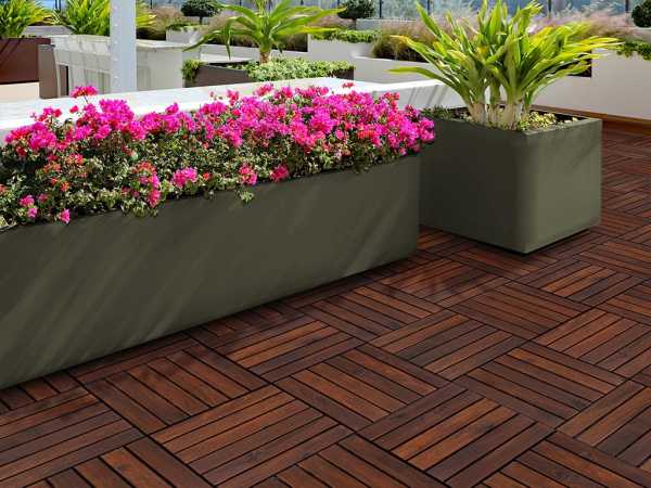 Terrassenfliese Akazie Holzfliese dunkel geölt