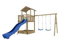 Vorschau: Spielturm Tilly Classic mit Doppelschaukel KDI inkl. Rutsche blau + Sitze blau Vorschau: Spielturm Tilly Classic mit Doppelschaukel KDI inkl. Rutsche blau + Sitze blau