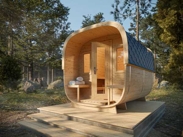 Gartensauna Cube Gilty mit 9kW Bio-Kombiofen und ext. Steuerung