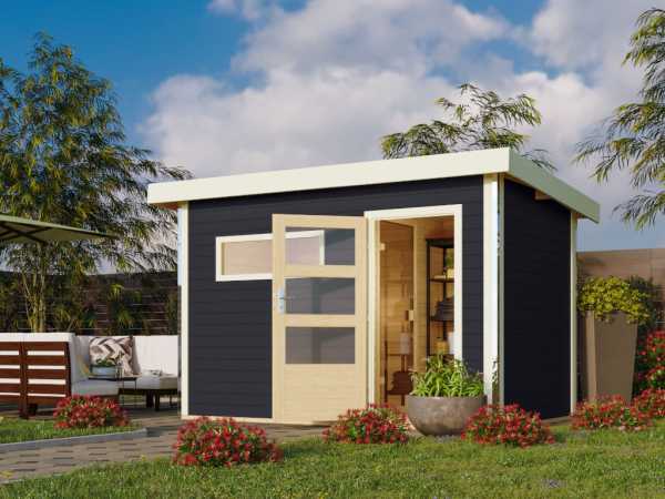 Gartensauna Enns 1 Anthrazit mit 9 kW Ofen M90