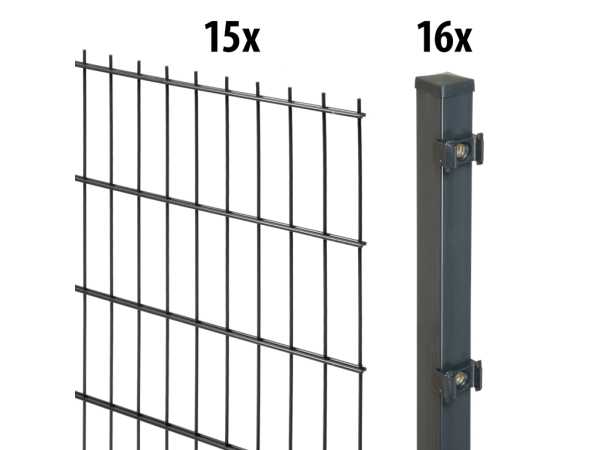 Doppelstabmattenzaun Set "Basic" anthrazit zum Einbetonieren