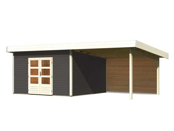Gartenhaus SET Northeim 5 - Terragrau, inkl. 3,3 m Anbaudach + Rückwand