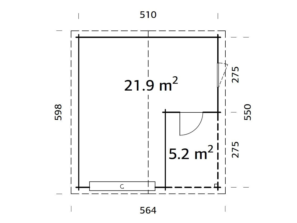 Garage Roger 21,9+5,2 m² mit Sektionaltor 44 mm naturbelassen |  Einzelgaragen | Garagen & Garagentore | Gartenbauten | Garten | Holzprofi24