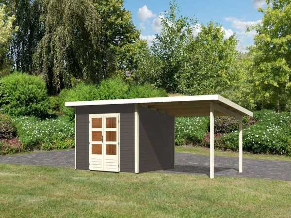 Gartenhaus SET Northeim 3 - Terragrau, inkl. 3,3 m Anbaudach