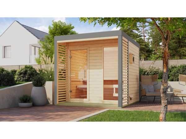 Saunahaus Ares 2 38 mm naturbelassen / graualuminium