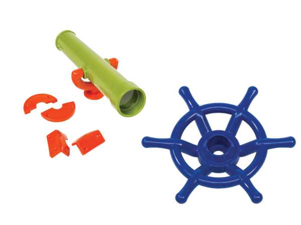 Spielset 3.1 inkl. Piraten Lenkrad blau Ø 35 cm, Teleskop / Fernrohr