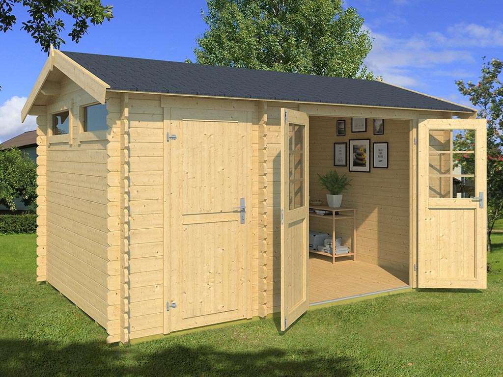 Gartenhaus Blockbohlenhaus William 28 mm naturbelassen Alle