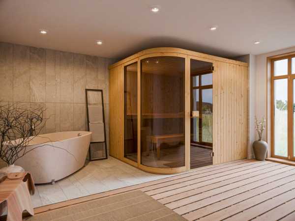 Systemsauna Sarah 2 mit 9 kW Ofen finnisch und ext. Steuerung