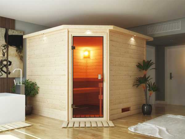 Sauna Massivholzsauna SPARSET Lina 9 kW Ofen mit ext. Steuerung + Anschlusskabel
