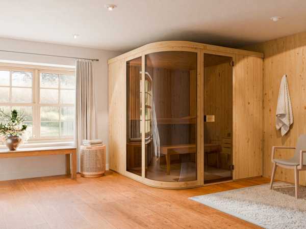 Systemsauna Sarah 1 mit 9 kW Bio-Kombiofen und ext. Steuerung