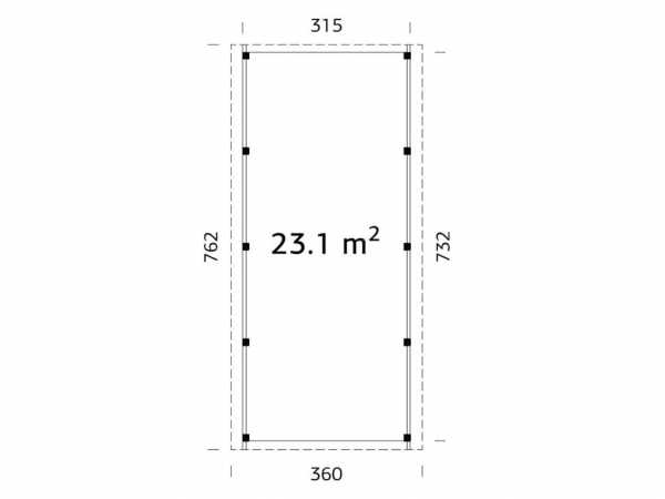 Carport Karl 23,1 m² naturbelassen