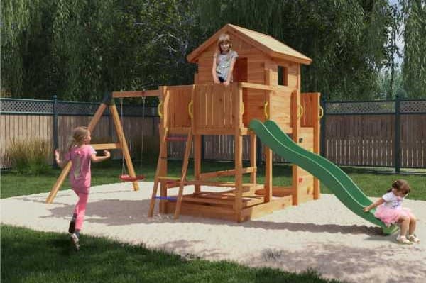 Cabane enfant - Grande cabane enfant peinte patio sur pilotis avec