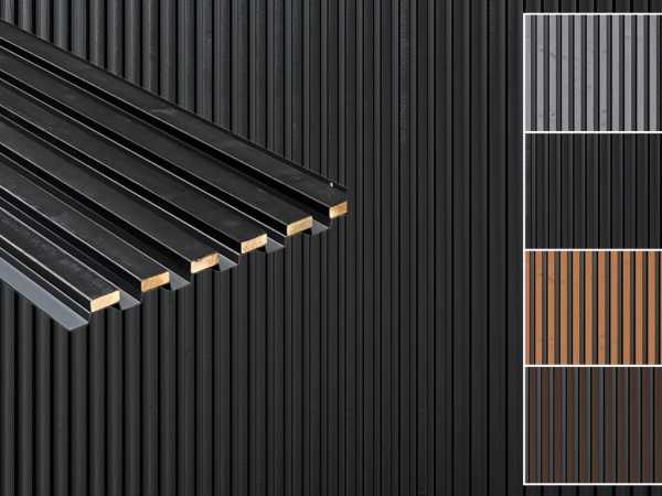 AluHolz Hybrid Außenpaneele Thermokiefer schwarz lackiert