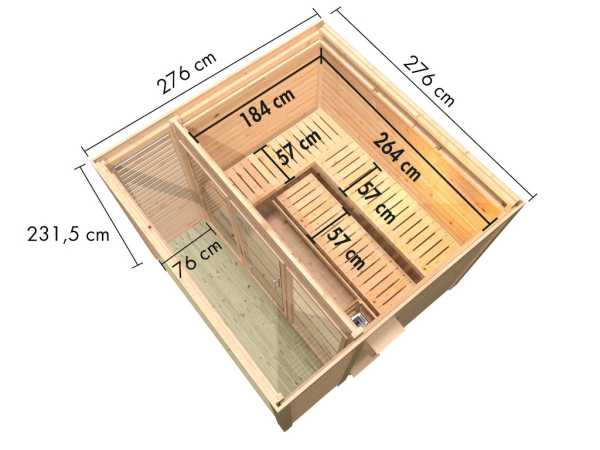 Saunahaus Angkor 3 38 mm naturbelassen