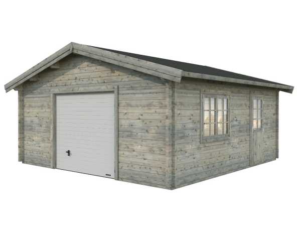 Garage Roger 27,7 m² mit Sektionaltor 70 mm grau tauchimprägniert