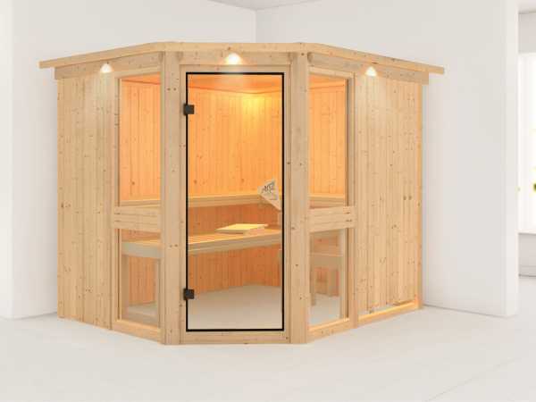 Sauna Systemsauna Amelia 3 mit Dachkranz